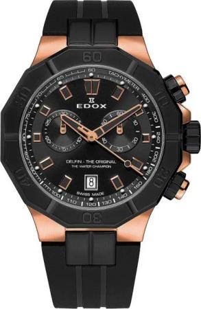Edox Quarzuhr Edox 10113-37RNCA-NIR Delfin Chronograph Herrenuhr 43mm 20ATM