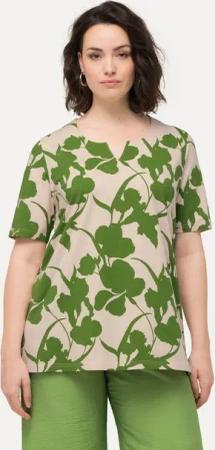 Ulla Popken T-Shirt Tunika-Shirt Blüten A-Linie Tunika-Ausschnitt