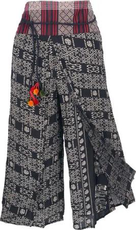 Guru-Shop Relaxhose Palazzohose, offene Boho Sommerhose, Hosenrock.. alternative Bekleidung