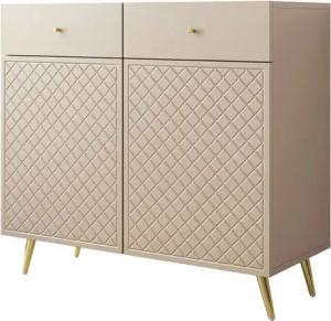 MIRJAN24 Kommode Temerra 2D2SZ (mit zwei Drehtüren und zwei Schubladen), Metallfüße in der Farbe Gold