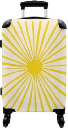 NoBoringSuitcases.com© Hartschalen-Trolley Sonne - Strahlen - Gelb - Abstrakt 67x43x25cm, 4 Rollen, Koffer Mittelgroß, Suitcase für Erwachsene