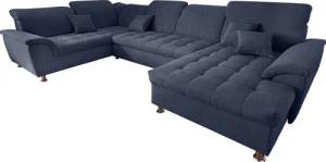 DOMO collection Wohnlandschaft Franzi wahlweise mit Kopfteilverstellung Bettfunktion, Bettkasten, im XXL-Format B/T/H: 352/214/80 cm, Steppung im Sitz, U-Form