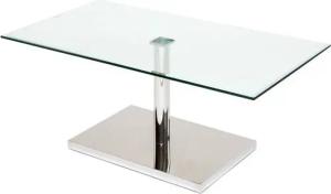 Concept GmbH Couchtisch in Klarglas, Edelstahl ummantelt - 100x45x60cm (BxHxT)
