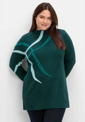 Sheego Stehkragenpullover Große Größen mit Flauschgarn-Intarsien