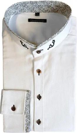 orbis Trachtenhemd Trachtenhemd SLIM FIT Herren Stehkragen Wiesn-Hemd Herrenhemd Weiß