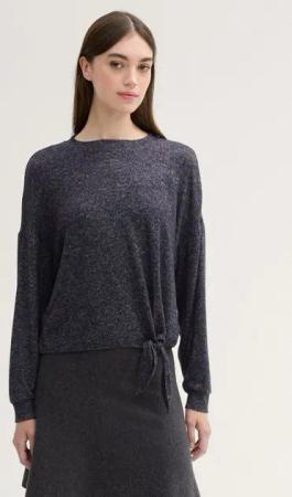 TOM TAILOR Denim Langarmshirt Langarmshirt mit Knotendetail mit Knotendetail