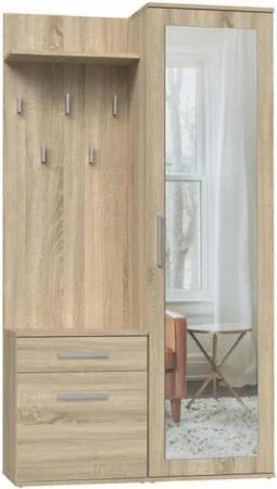 Beautysofa Kompaktgarderobe mit Schublade und Kleiderstange Fiora (Garderobenschrank + Paneel + Schuhschrank, 3-St., Garderoben-Set, 5 Kleiderhaken) inkl. Spiegel, mit Kleiderbügeln
