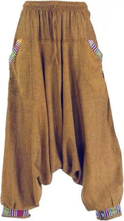 Guru-Shop Relaxhose Pluderhose, Aladinhose Nepali - senfgelb Ethno Style, alternative Bekleidung