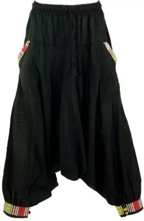 Guru-Shop Relaxhose Pluderhose, Aladinhose Nepali - schwarz Ethno Style, alternative Bekleidung