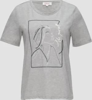 s.Oliver Kurzarmshirt T-Shirt mit Stickerei-Artwork Stickerei