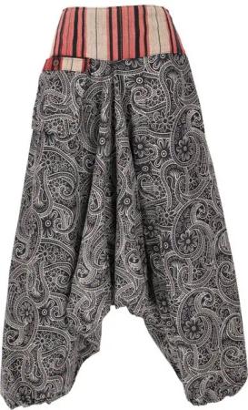 Guru-Shop Relaxhose Bedruckte Haremshose, Pluderhose mit breitem.. Ethno Style, alternative Bekleidung