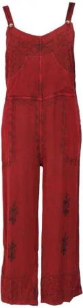 Guru-Shop Relaxhose Latzhose, Boho Hose, bestickter Overall - rot alternative Bekleidung