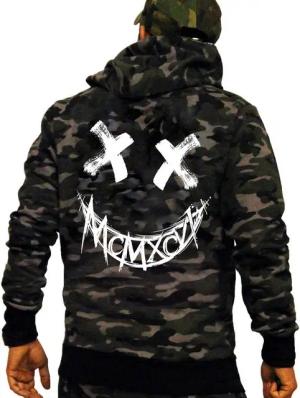 RMK Kapuzenpullover Herren Hoodie Pullover Pulli Kapuze Langarm Kompass, Karte, Camouflage, Tarn-Muster