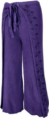 Guru-Shop Relaxhose Palazzohose, langer Boho Hosenrock, Wickelhose,.. alternative Bekleidung