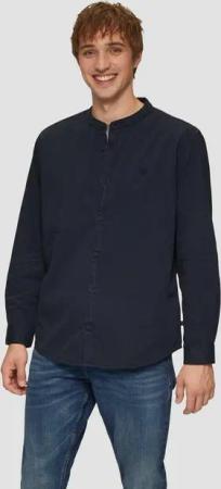 QS Langarmhemd Regular Fit: Gewaschenes Hemd mit Stickerei Garment Dye