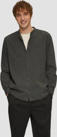 QS Langarmhemd Regular Fit: Gewaschenes Hemd mit Stickerei Garment Dye