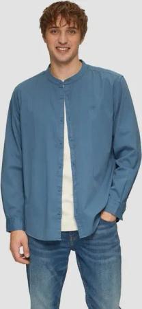 QS Langarmhemd Regular Fit: Gewaschenes Hemd mit Stickerei Garment Dye