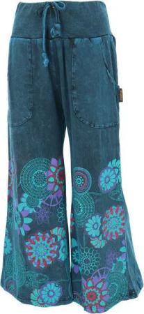 Guru-Shop Relaxhose Palazzohose, Boho Baumwollhose, Hosenrock mit.. alternative Bekleidung