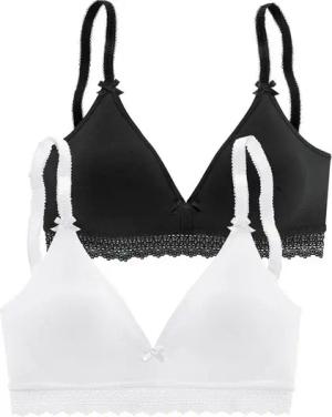 petite fleur Bralette-BH (Packung, 2 Stück) ohne Bügel mit Spitzenband, aus weicher Baumwolle, Basic Dessous