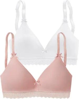 petite fleur Bralette-BH (Packung, 2 Stück) ohne Bügel mit Spitzenband, aus weicher Baumwolle, Basic Dessous