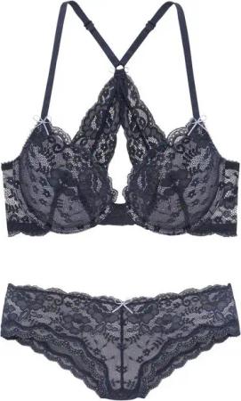 LASCANA Set: Push-up-BH (Set, 2-tlg., mit Panty) mit zarter Spitze, sexy Dessous, Reizwäsche
