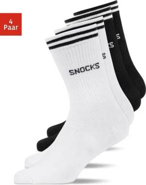 SNOCKS Sportsocken Hohe Tennissocken mit Streifen für Damen & Herren (4-Paar) aus Bio-Baumwolle, stylish für jedes Outfit