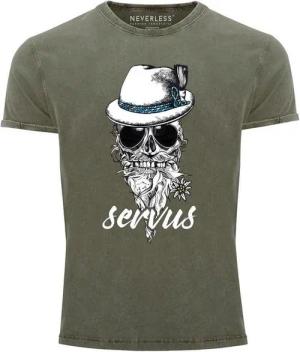Neverless Print-Shirt Cooles, lustiges Angesagtes Herren T-Shirt Vintage Shirt Servus Skull mit Print
