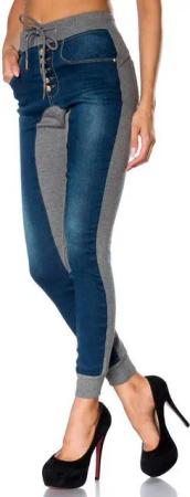 Atixo Jogginghose Jogginghose Selina Jeans-Einsatz Hose Sporthose Stretchhose