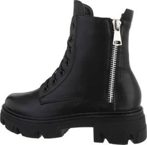 Ital-Design Damen Schnürschuhe Biker Westernstiefelette (72344511) Blockabsatz Plateaustiefeletten in Schwarz