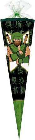 Nestler Schultüte NINJA GRÜN, Zuckertüte 85cm (zum Schulanfang / Einschulung)