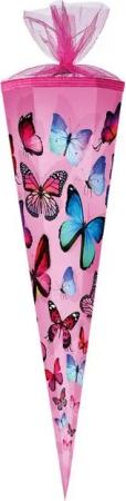 Nestler Schultüte PINK BUTTERFLY Schmetterlinge Rosa, Zuckertüte 85cm (zum Schulanfang / Einschulung)