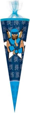 Nestler Schultüte NINJA BLAU, Zuckertüte 85cm (zum Schulanfang / Einschulung)