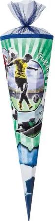 Nestler Schultüte FUSSBALL BLAU/GRÜN, Zuckertüte 85cm (zum Schulanfang / Einschulung)