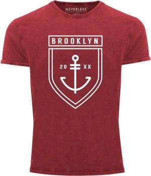 Neverless Print-Shirt Cooles Angesagtes Herren T-Shirt Vintage Shirt Brooklyn Anker mit Print