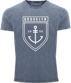 Neverless Print-Shirt Cooles Angesagtes Herren T-Shirt Vintage Shirt Brooklyn Anker mit Print
