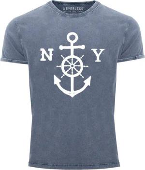 Neverless Print-Shirt Cooles Angesagtes Herren T-Shirt Vintage Shirt Anker mit Steuerrad mit Print
