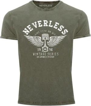 Neverless Print-Shirt Cooles Angesagtes Herren T-Shirt Vintage Shirt Retro Auto Kolben Used mit Print