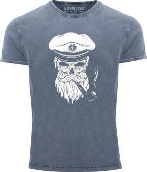 Neverless Print-Shirt Cooles Angesagtes Herren T-Shirt Vintage Shirt Captain Skull mit Print