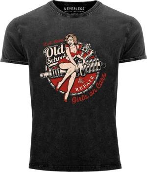 Neverless Print-Shirt Neverless® Herren T-Shirt Vintage Shirt Printshirt Girls on Cars mit Print