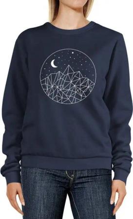 Neverless Sweatshirt Sweatshirt Damen Print Berge und Sterne Polygon Design Rundhals-Pullover Pulli Sweater Neverless®