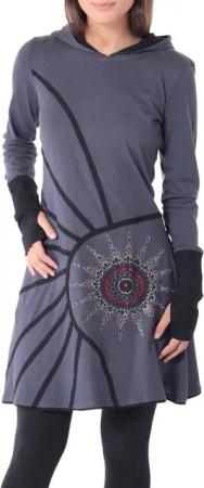 PUREWONDER Sweatkleid Langärmliges Kapuzenkleid aus Jersey Ganzjahreskleid