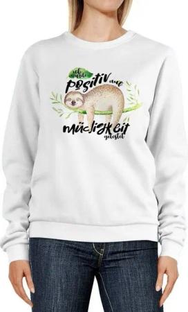 MoonWorks Sweatshirt Sweatshirt Damen Faultier Ich wurde positiv auf Müdigkeit getestet Rundhals-Pullover Pulli Sweater Moonworks®