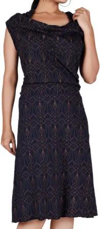 Guru-Shop Midikleid Ethno Minikleid, Goakleid mit Wasserfallkragen.. alternative Bekleidung