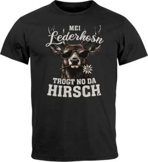 MoonWorks Print-Shirt Herren T-Shirt Tracht Hirsch Lederhose Pirsch Fun-Shirt Spruch lustig mit Print