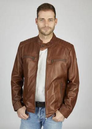 bugatti Lederjacke BUALBERTO (1-St) mit Druckknopfriegeln und Reißverschlüssen