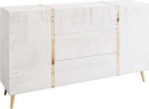 Lookway Kommode ONYX goldene Beine Hochglanz Push-Open / Goldgriffe 158 cm