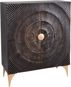 riess-ambiente Highboard GOLDEN SUNSET 120cm schwarz / gold (Einzelartikel, 1 St), Massivholz · Metall · Kommode · 3D Front · Wohnzimmer