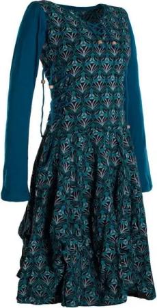 Vishes Jerseykleid Jersey-Kleid Blumenkleid Schnürung V-Ausschnitt Party-, Fest-, Ballkleid
