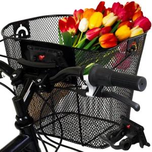 Retoo Fahrradkorb Lenkerkorb Klicksystem Gepäckträgerkorb Fahrrad Korb Drahtkorb Metall (Packung, Fahrradkorb aus Metall, CLICK-Befestigungssystem, Befestigungselemente), Universelle Passform, Praktischer Tragegriff, Starkes Material