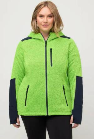 Ulla Popken Sweatjacke Fleecejacke Reflektordruck Kapuze Daumenloch